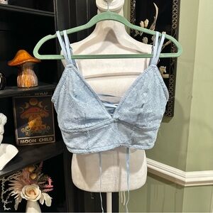 Aerie AEO Blue Floral Lace Corset Bralette NWT Size XL